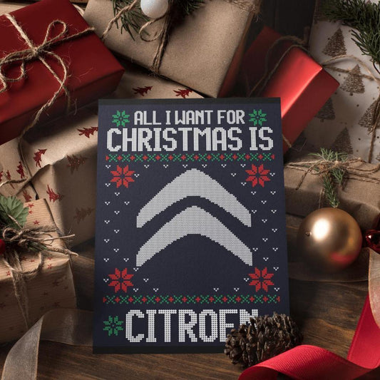 Citroën Juleskilte All I Want For Christmas Is Skilte, Musemåtte, Dørmåtte , Plakat-Skilte-Citroen-Garage Culture Shop- garage - man cave - merchandise