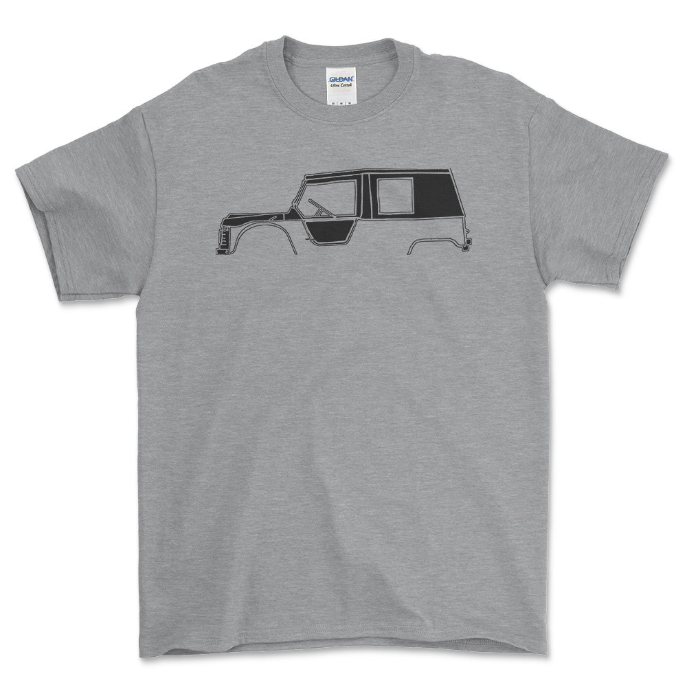 Citroen Mehari Silhuet - Unisex T-Shirt , Bomuld-Beklædning-Citroen-Grå Sport-S-Forside-Garage Culture Shop- garage - man cave - merchandise