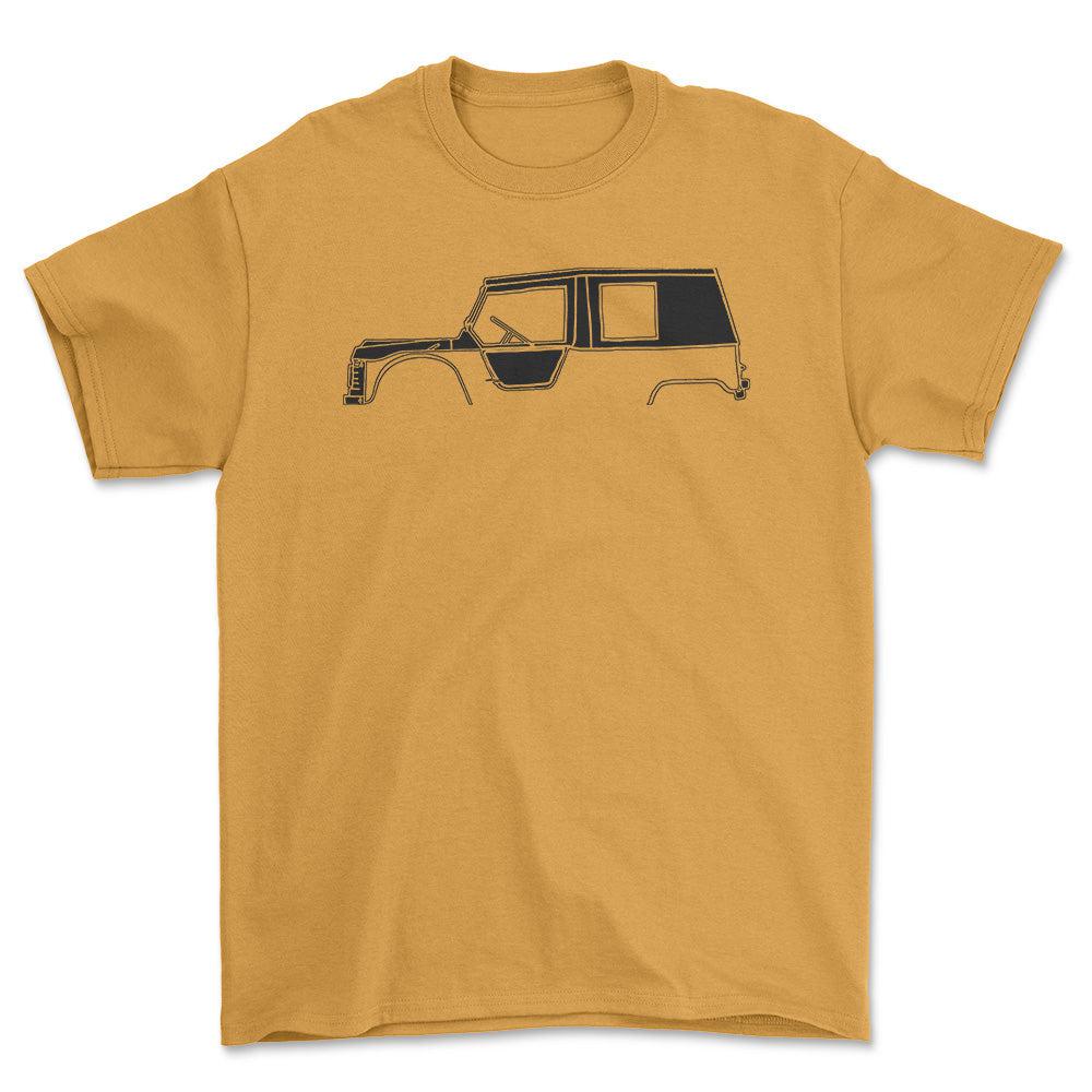 Citroen Mehari Silhuet - Unisex T-Shirt , Bomuld-Beklædning-Citroen-Guld-S-Forside-Garage Culture Shop- garage - man cave - merchandise