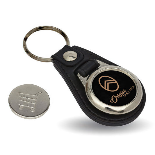 Citroen - Nøglering med Indkøbsvognsmønt – Metal & Kunstlæder-Nøglering-Citroen-Garage Culture Shop- garage - man cave - merchandise