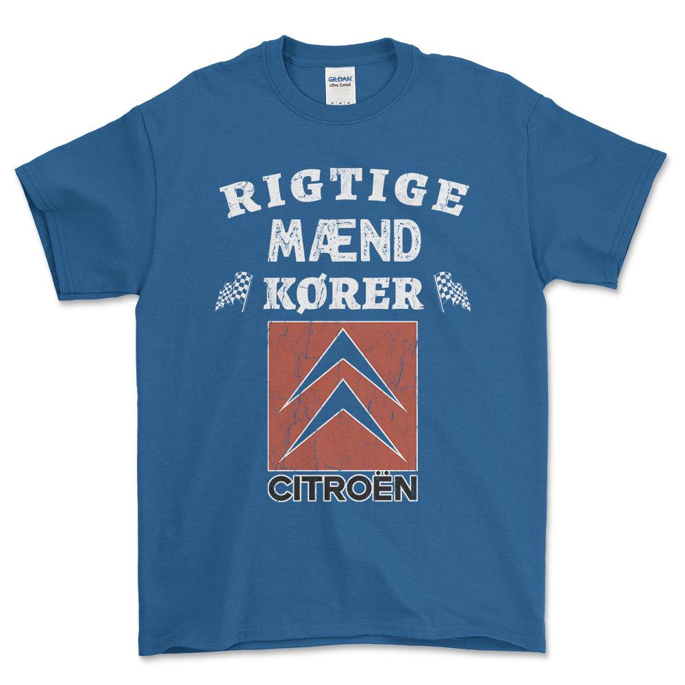 Citroen Rigtige Mænd Kører - Unisex T-Shirt , Bomuld-Beklædning-Citroen-Blå Royal-S-Forside-Garage Culture Shop- garage - man cave - merchandise