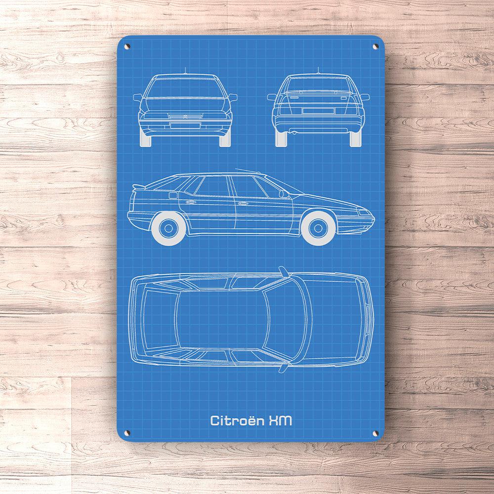 Citroen Xm Blueprint Skilte, Musemåtte, Dørmåtte , Plakat-Blueprint-Citroen-Garage Culture Shop- garage - man cave - merchandise