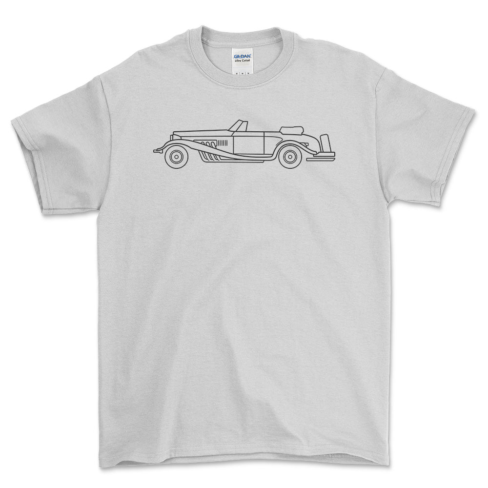 Clenet Series II Cabriolet Outline - Unisex T-Shirt , Bomuld-Beklædning-Clenet-Hvid-S-Forside-Garage Culture Shop- garage - man cave - merchandise