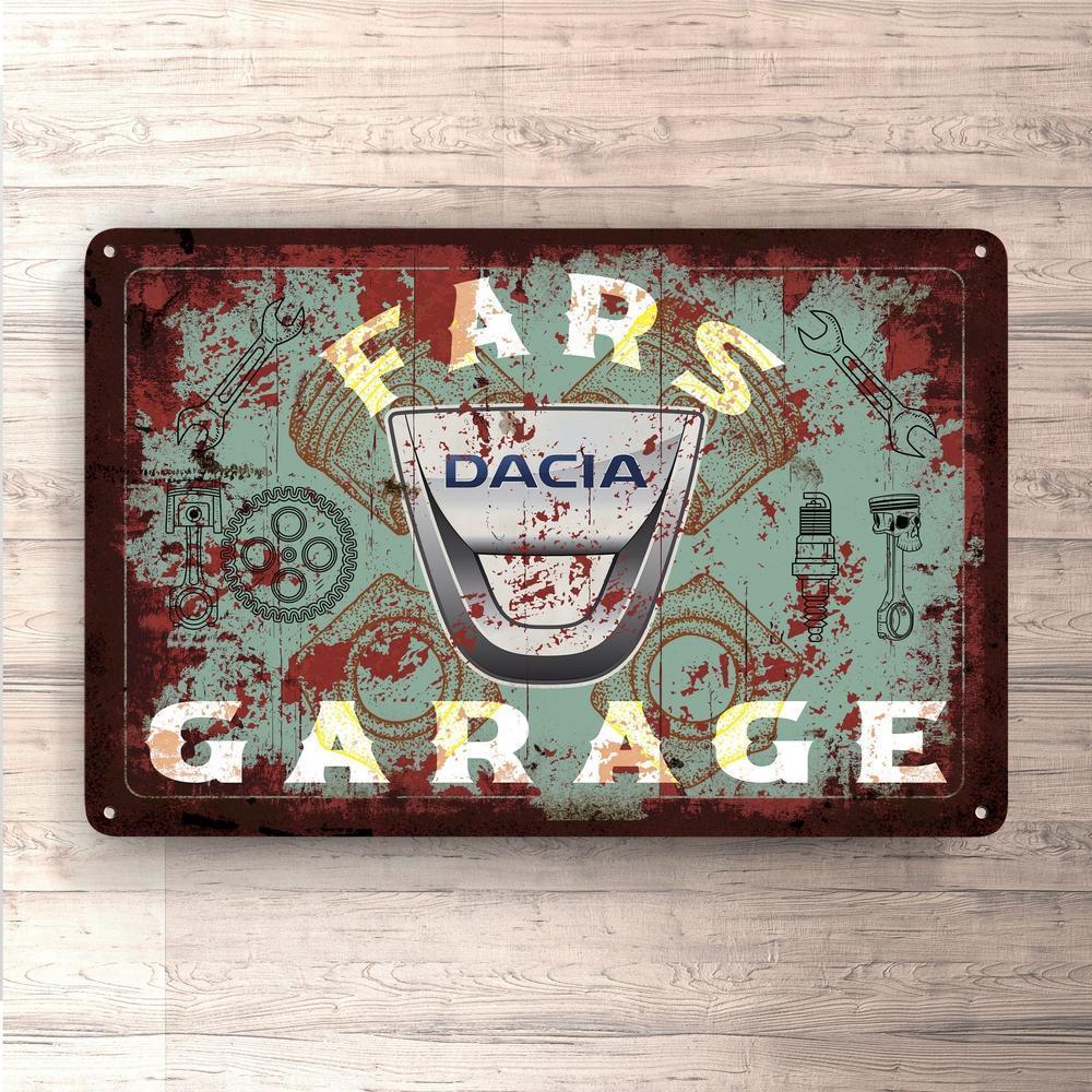 Dacia Fars Garage Vintage Skilte, Musemåtte, Dørmåtte , Plakat-Skilte-Dacia-Garage Culture Shop- garage - man cave - merchandise