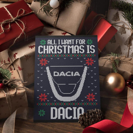 Dacia Juleskilte All I Want For Christmas Is Skilte, Musemåtte, Dørmåtte , Plakat-Skilte-Dacia-Garage Culture Shop- garage - man cave - merchandise