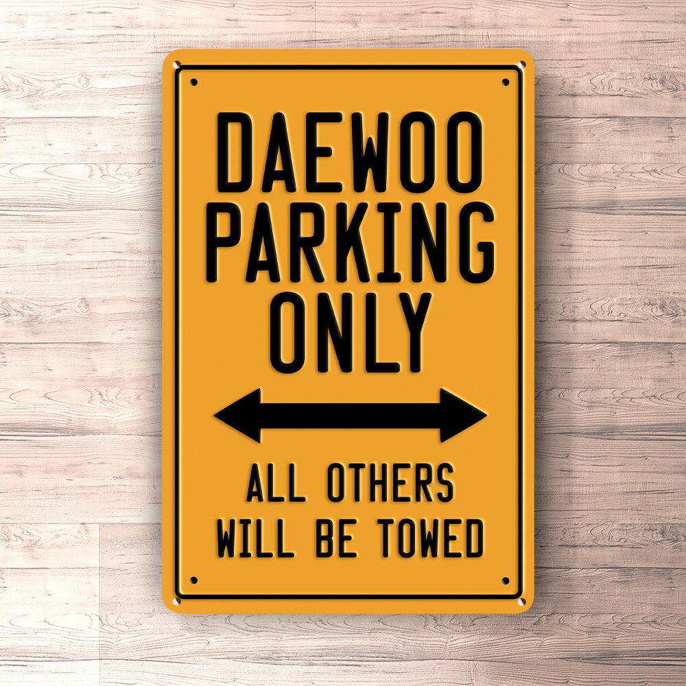 Daewoo Parking Only Skilte, Musemåtte, Dørmåtte , Plakat-Parking skilte-Daewoo-Garage Culture Shop- garage - man cave - merchandise