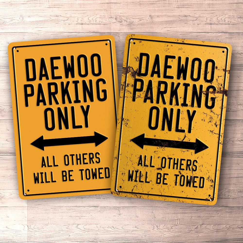 Daewoo Parking Only Skilte, Musemåtte, Dørmåtte , Plakat-Parking skilte-Daewoo-Garage Culture Shop- garage - man cave - merchandise