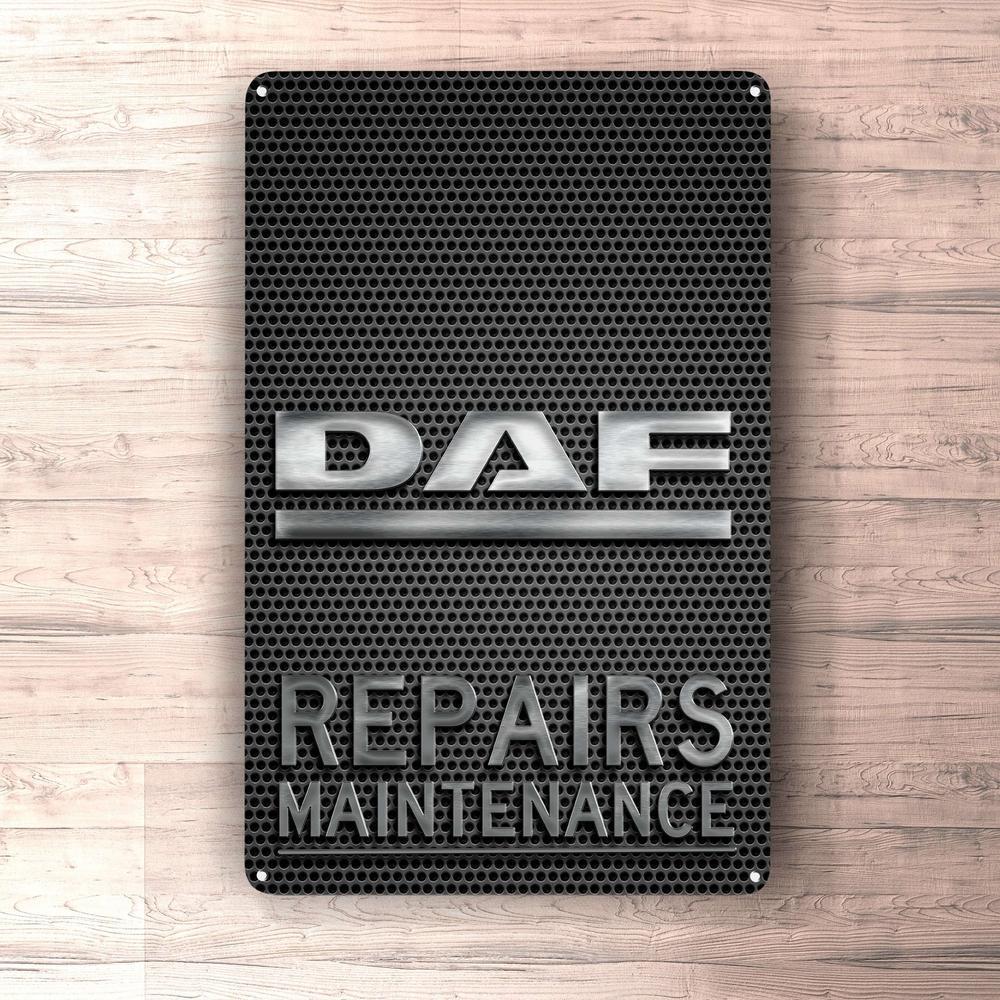 Daf Repairs Maintenance Skilte, Musemåtte, Dørmåtte , Plakat-Skilte-DAF-Garage Culture Shop- garage - man cave - merchandise