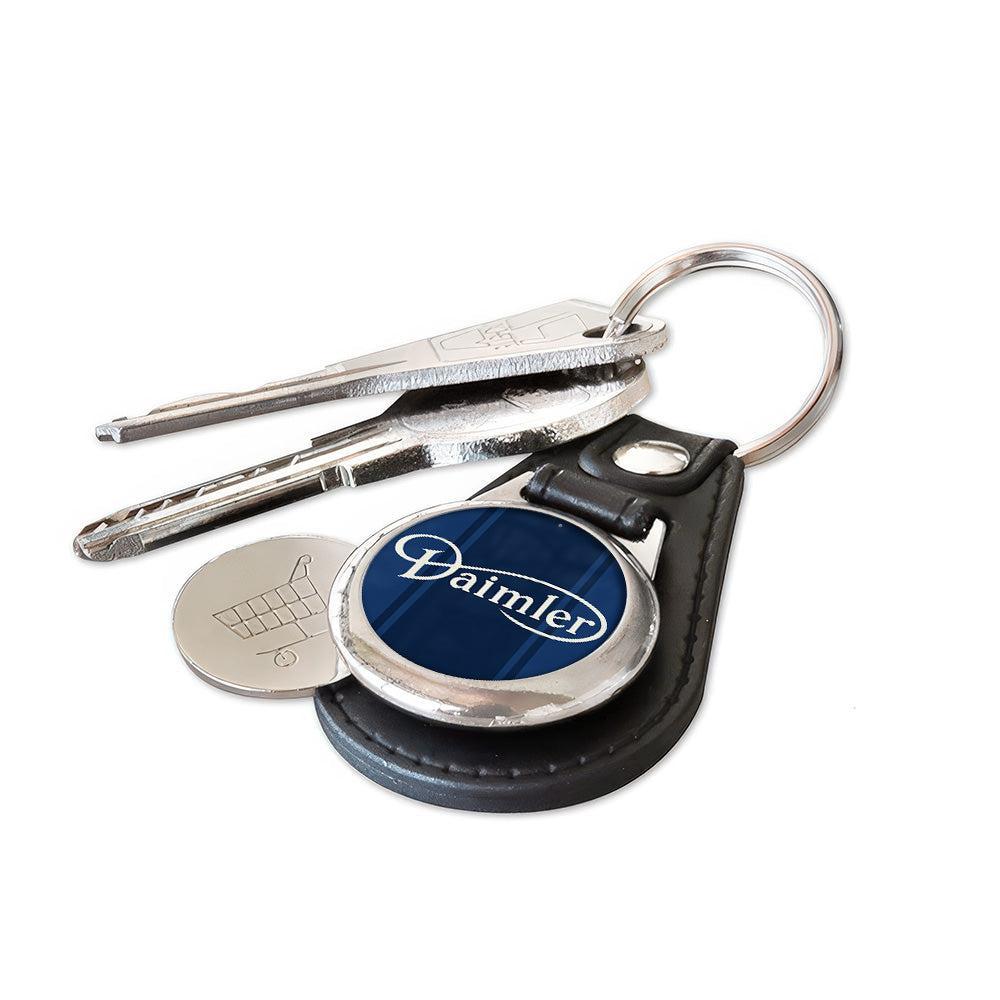 Daimler - Nøglering med Indkøbsvognsmønt – Metal & Kunstlæder-Nøglering-Daimler-Garage Culture Shop- garage - man cave - merchandise