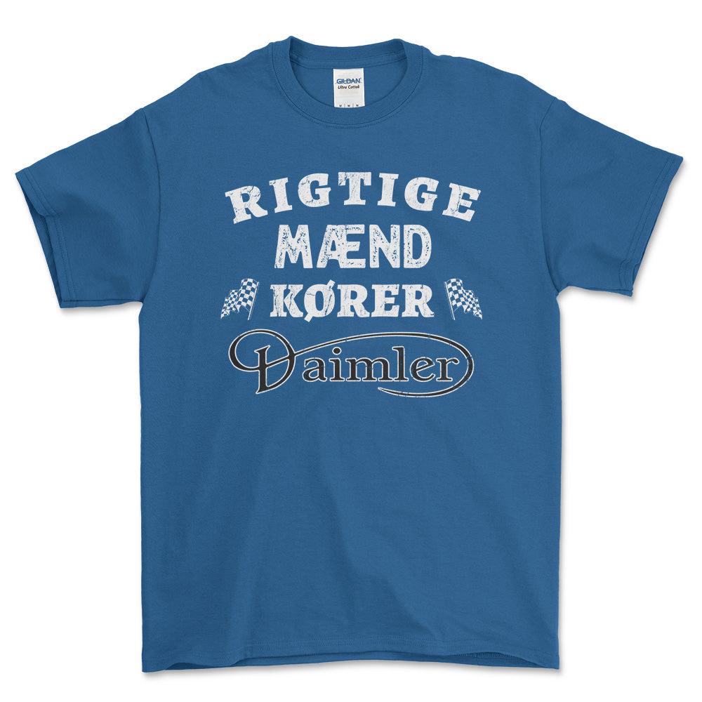 Daimler Rigtige Mænd Kører - Unisex T-Shirt , Bomuld-Beklædning-Daimler-Blå Royal-S-Forside-Garage Culture Shop- garage - man cave - merchandise