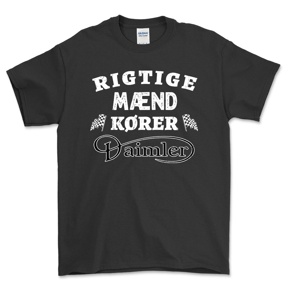 Daimler Rigtige Mænd Kører - Unisex T-Shirt , Bomuld-Beklædning-Daimler-Sort-S-Forside-Garage Culture Shop- garage - man cave - merchandise