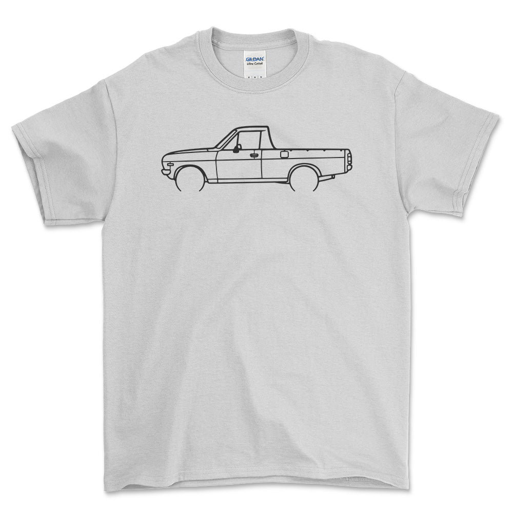 Datsun 1200UTE Outline - Unisex T-Shirt , Bomuld-Beklædning-Datsun-Hvid-S-Forside-Garage Culture Shop- garage - man cave - merchandise