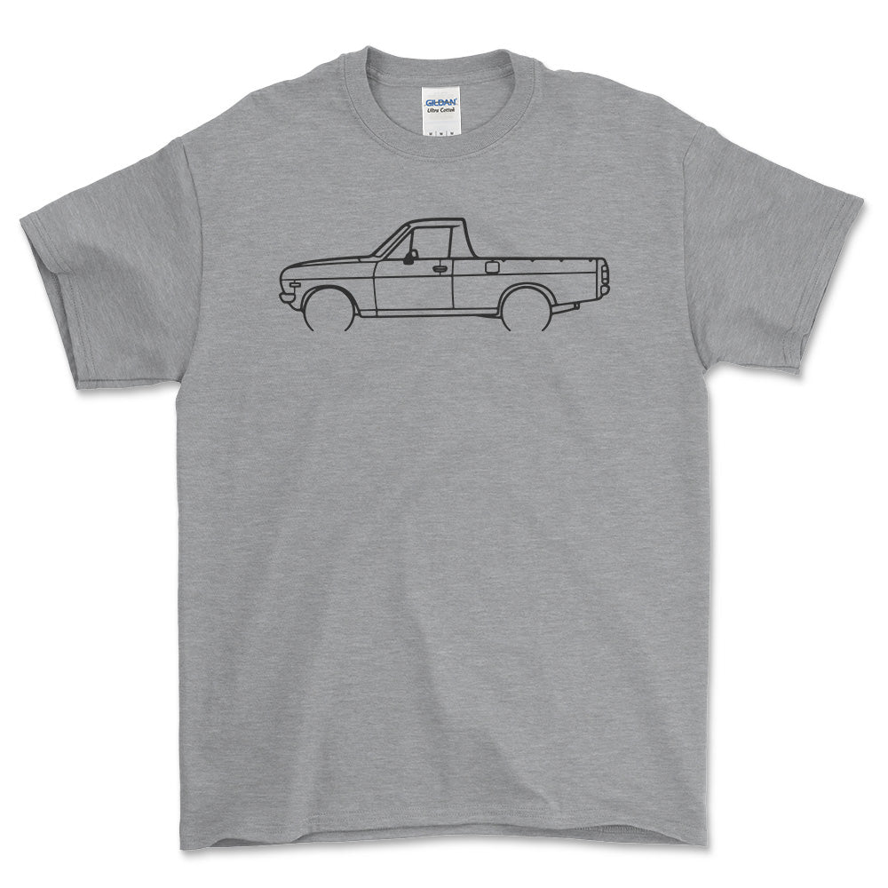Datsun 1200UTE Outline - Unisex T-Shirt , Bomuld-Beklædning-Datsun-Grå Sport-S-Forside-Garage Culture Shop- garage - man cave - merchandise