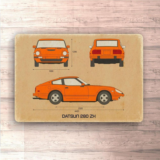 Datsun 280 Zx Blueprint Skilte, Musemåtte, Dørmåtte , Plakat-Blueprint-Datsun-Garage Culture Shop- garage - man cave - merchandise