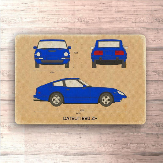 Datsun 280 Zx Blueprint Skilte, Musemåtte, Dørmåtte , Plakat-Blueprint-Datsun-Garage Culture Shop- garage - man cave - merchandise