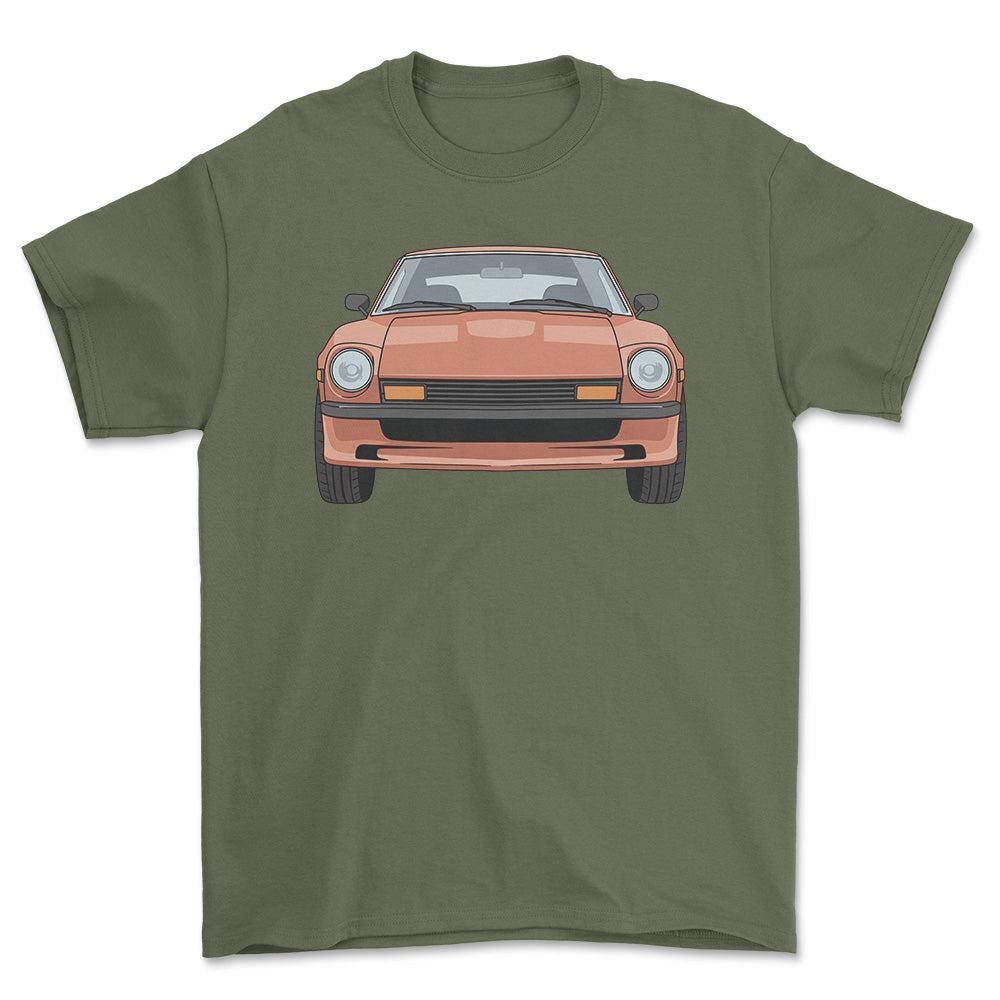 Datsun 280Z 1976 - Unisex T-Shirt-Beklædning-Datsun-Grøn Militær-S-Forside-Garage Culture Shop- garage - man cave - merchandise