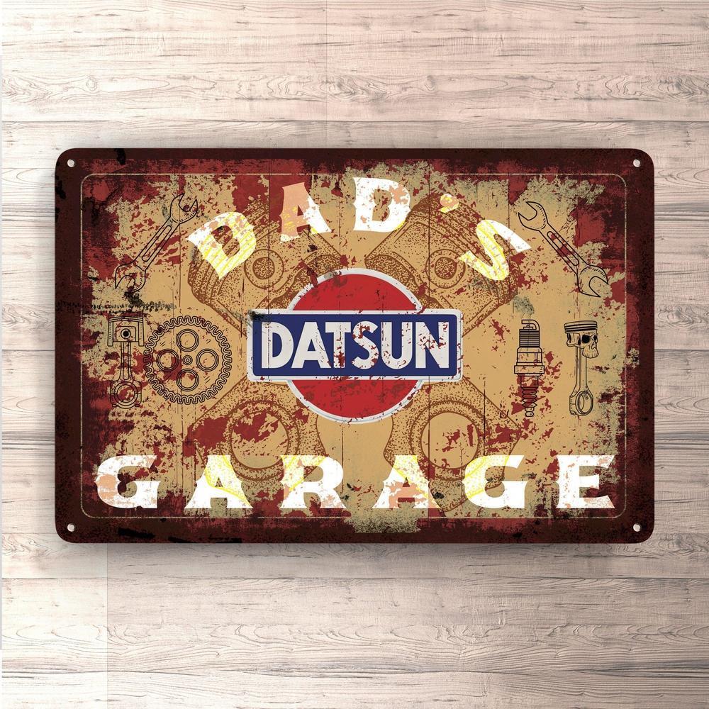 Datsun Dads Garage Vintage Skilte, Musemåtte, Dørmåtte-Skilte-Datsun-Garage Culture Shop- garage - man cave - merchandise