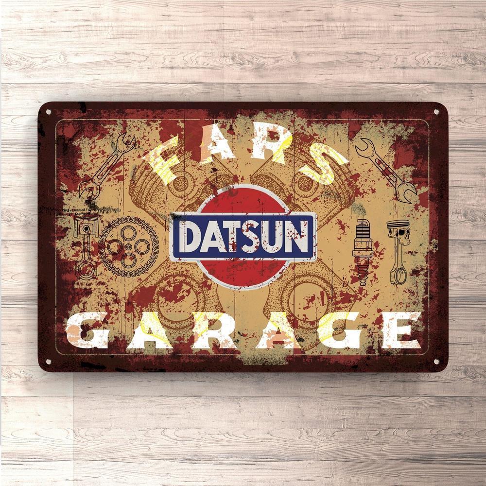 Datsun Fars Garage Vintage Skilte, Musemåtte, Dørmåtte-Skilte-Datsun-Garage Culture Shop- garage - man cave - merchandise