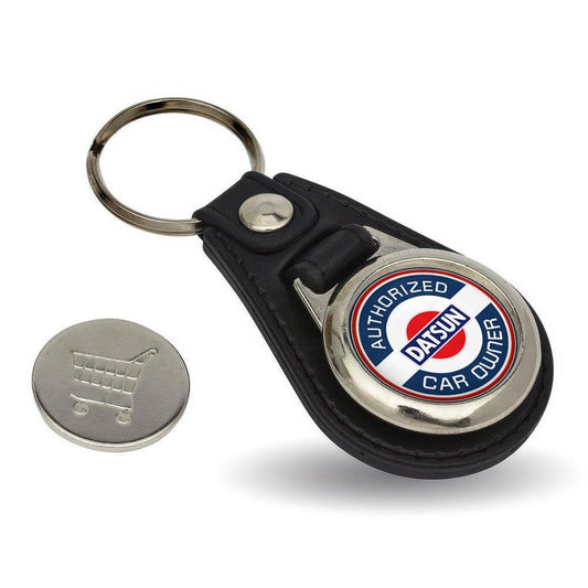 Datsun Owner - Nøglering med Indkøbsvognsmønt – Metal & Kunstlæder-Nøglering-Datsun-Garage Culture Shop- garage - man cave - merchandise