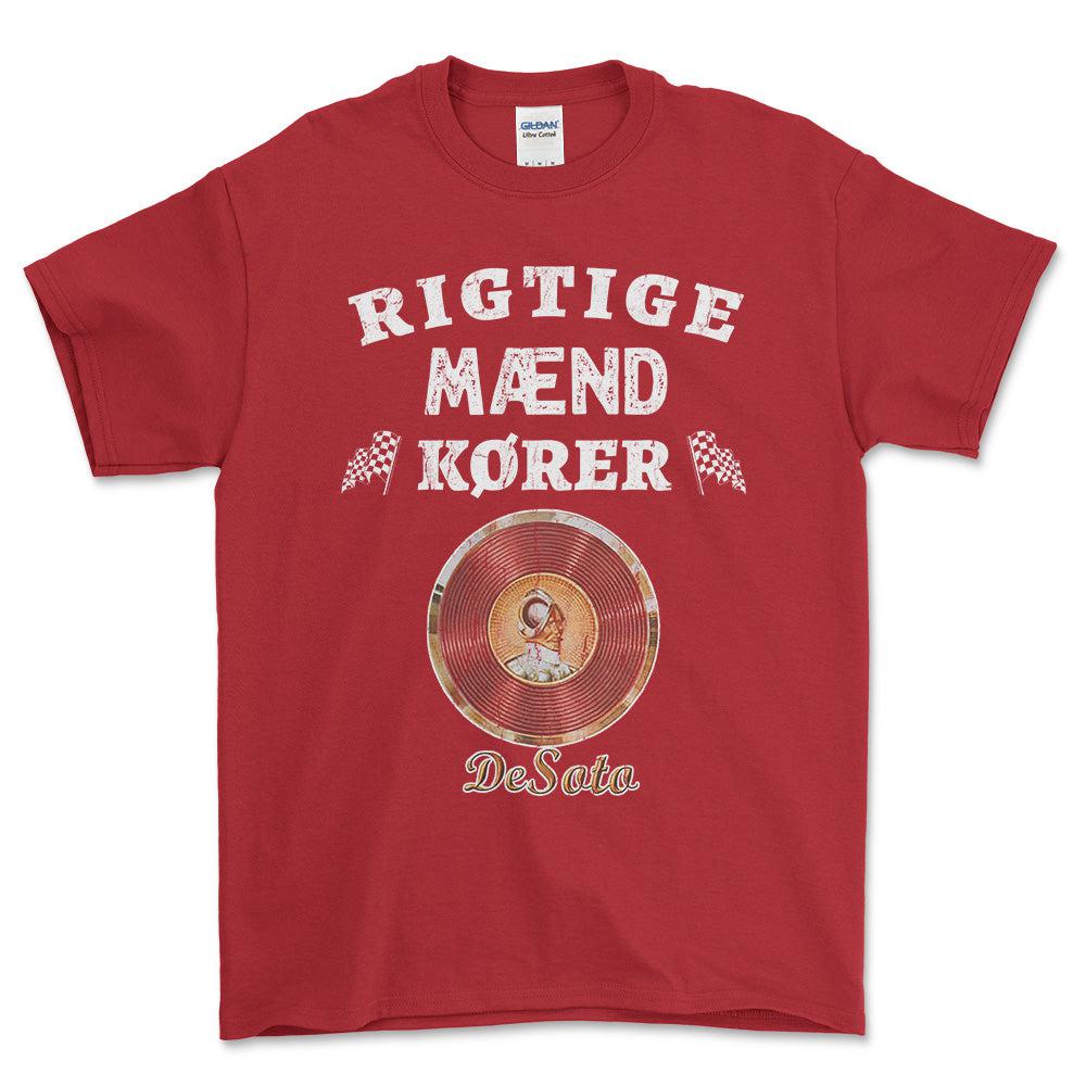 DeSoto Rigtige Mænd Kører - Unisex T-Shirt , Bomuld-Beklædning-DeSoto-Rød-S-Forside-Garage Culture Shop- garage - man cave - merchandise