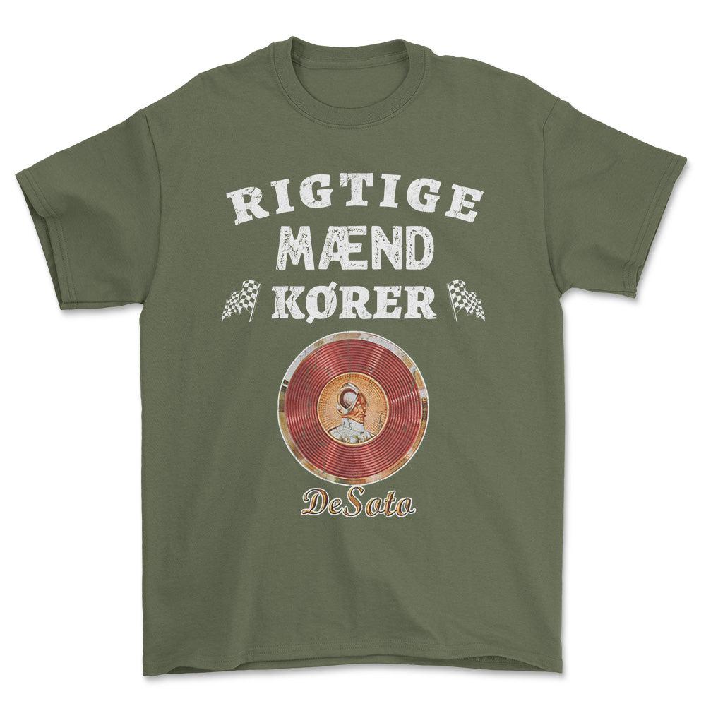 DeSoto Rigtige Mænd Kører - Unisex T-Shirt , Bomuld-Beklædning-DeSoto-Grøn Militær-S-Forside-Garage Culture Shop- garage - man cave - merchandise