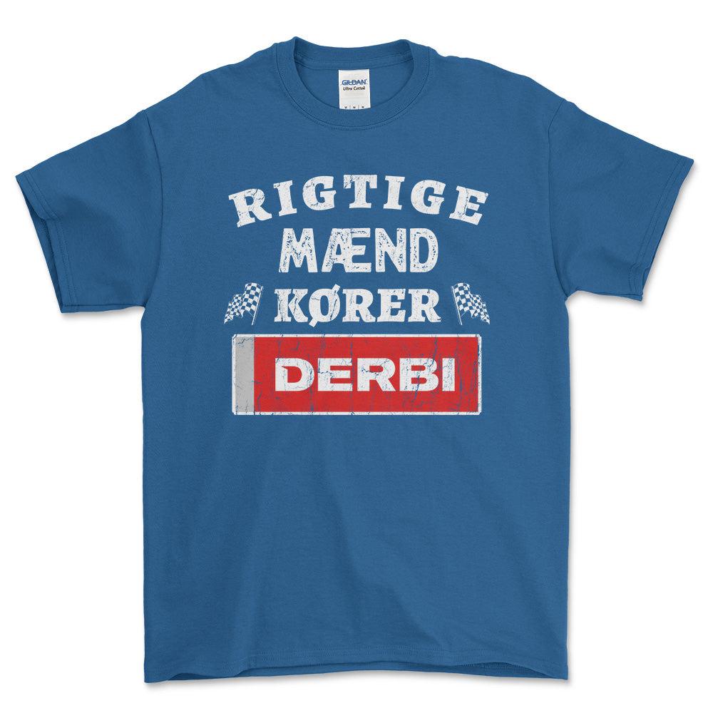 Derbi Rigtige Mænd Kører - Unisex T-Shirt , Bomuld-Beklædning-Derbi-Blå Royal-S-Forside-Garage Culture Shop- garage - man cave - merchandise