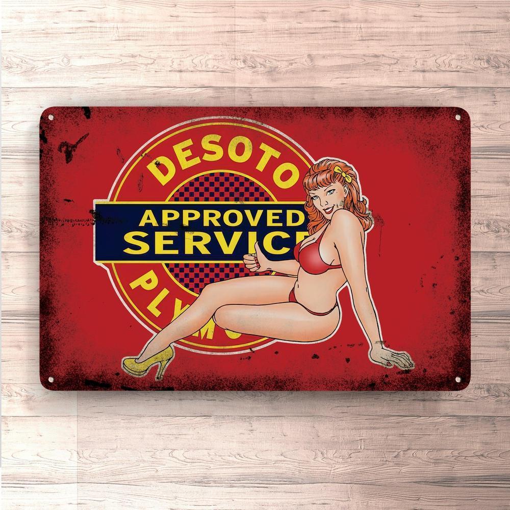 Desoto Pin-Up Vintage Skilte, Musemåtte, Dørmåtte-Skilte-DeSoto-Garage Culture Shop- garage - man cave - merchandise