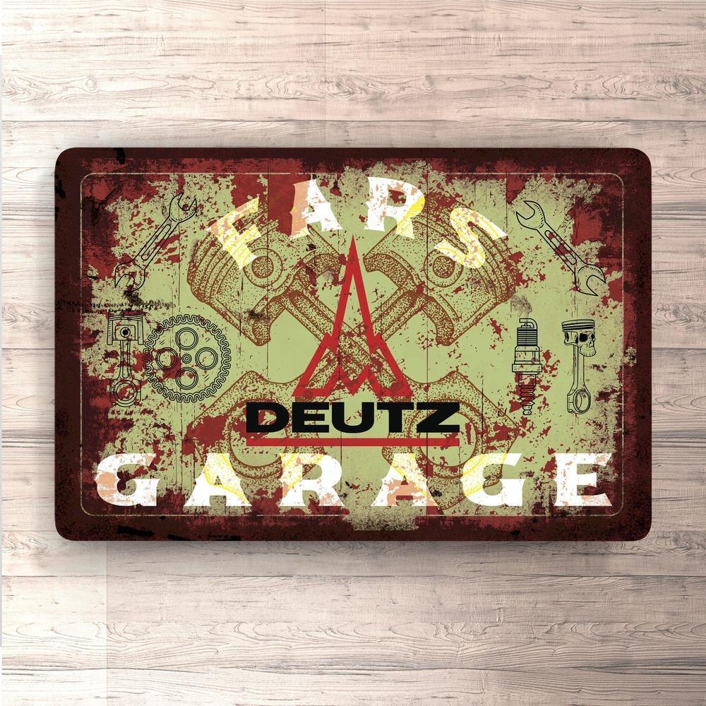 Deutz Fars Garage Vintage Skilte, Musemåtte, Dørmåtte , Plakat-Skilte-Deutz-Garage Culture Shop- garage - man cave - merchandise