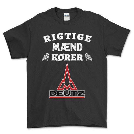 Deutz Rigtige Mænd Kører - Unisex T-Shirt , Bomuld-Beklædning-Deutz-Sort-S-Forside-Garage Culture Shop- garage - man cave - merchandise