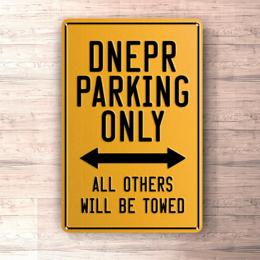 Dnepr Parking Only Skilte, Musemåtte, Dørmåtte , Plakat-Parking skilte-Dnepr-Garage Culture Shop- garage - man cave - merchandise