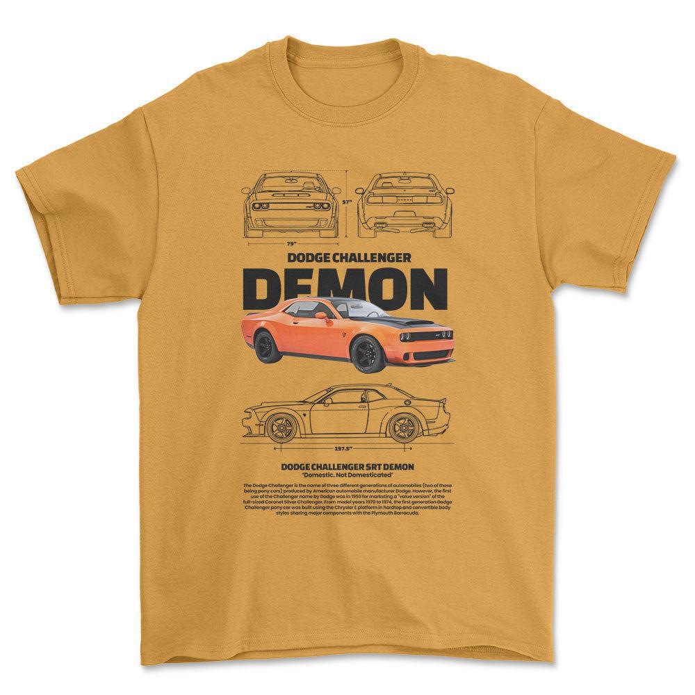 Dodge Challenger Demon - Unisex T-Shirt , Bomuld-Beklædning-Dodge-Guld-S-Forside-Garage Culture Shop- garage - man cave - merchandise