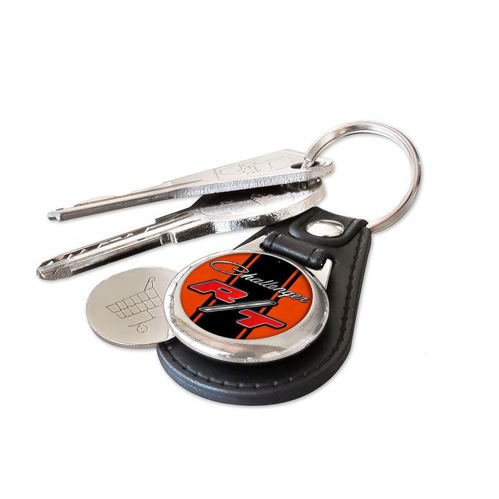 Dodge Challenger RT - Nøglering med Indkøbsvognsmønt – Metal & Kunstlæder-Nøglering-Dodge-Garage Culture Shop- garage - man cave - merchandise