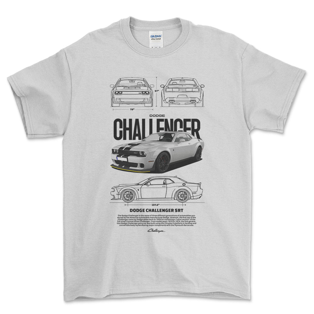 Dodge Challenger - Unisex T-Shirt , Bomuld-Beklædning-Dodge-Hvid-S-Forside-Garage Culture Shop- garage - man cave - merchandise