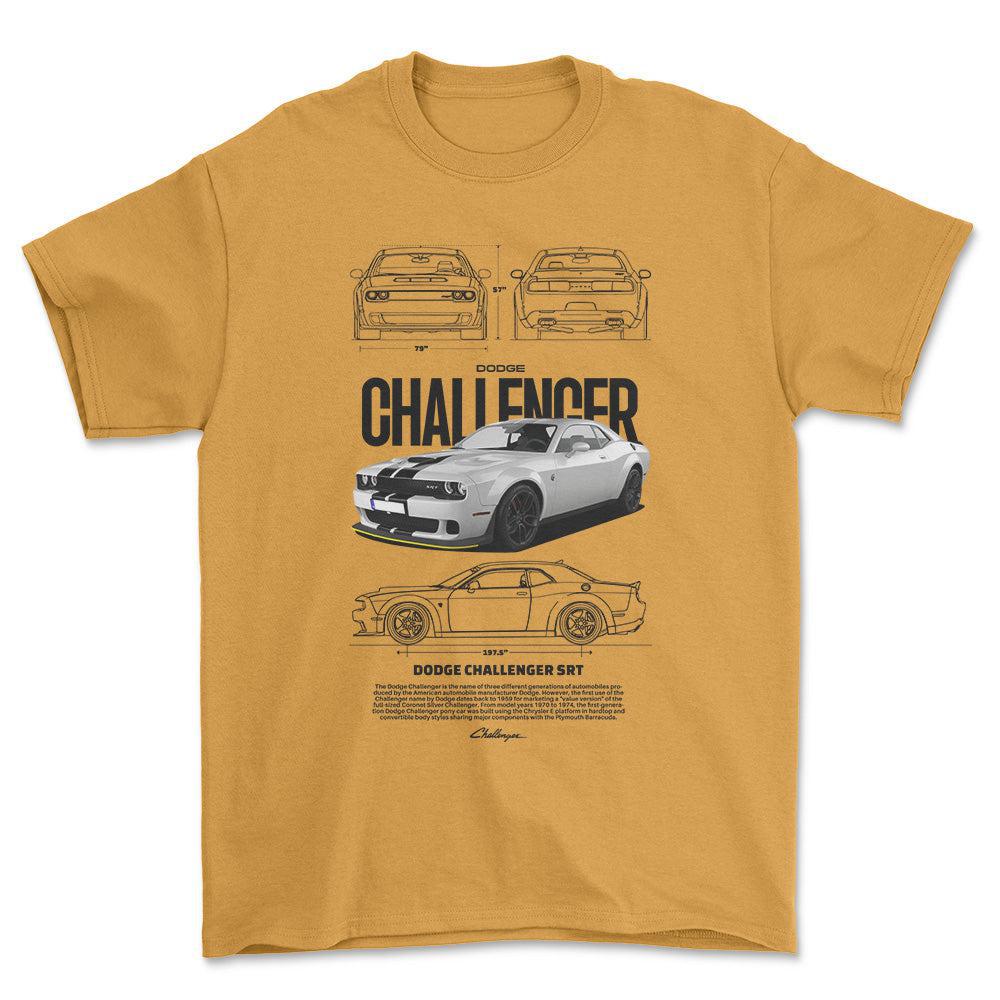 Dodge Challenger - Unisex T-Shirt , Bomuld-Beklædning-Dodge-Guld-S-Forside-Garage Culture Shop- garage - man cave - merchandise