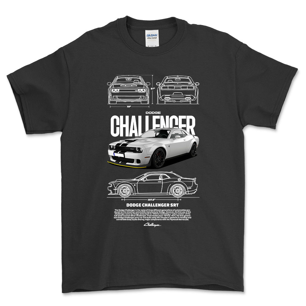 Dodge Challenger - Unisex T-Shirt , Bomuld-Beklædning-Dodge-Sort-S-Forside-Garage Culture Shop- garage - man cave - merchandise