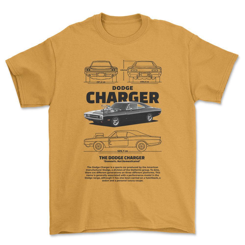 Dodge Charger 1970 - Unisex T-Shirt , Bomuld-Beklædning-Dodge-Guld-S-Forside-Garage Culture Shop- garage - man cave - merchandise