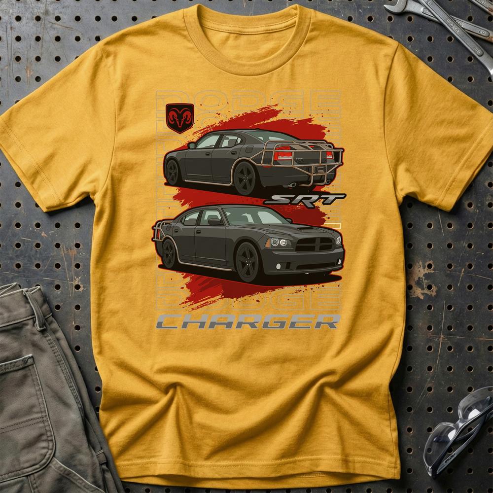 Dodge Charger SRT Fast And Furios Cars - Unisex T-Shirt-Beklædning-Dodge-Guld-S-Garage Culture Shop- garage - man cave - merchandise