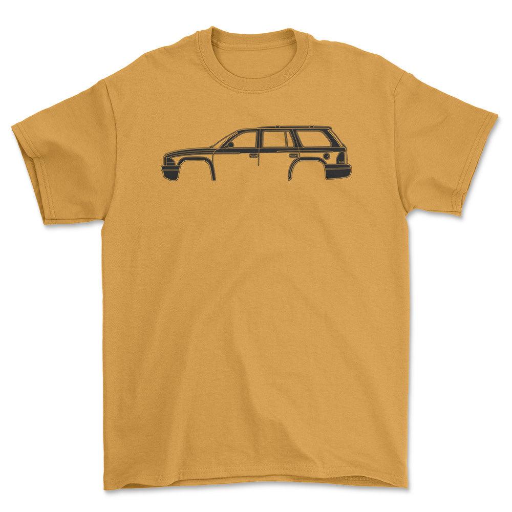 Dodge Durango 1998 Silhuet - Unisex T-Shirt , Bomuld-Beklædning-Dodge-Guld-S-Forside-Garage Culture Shop- garage - man cave - merchandise