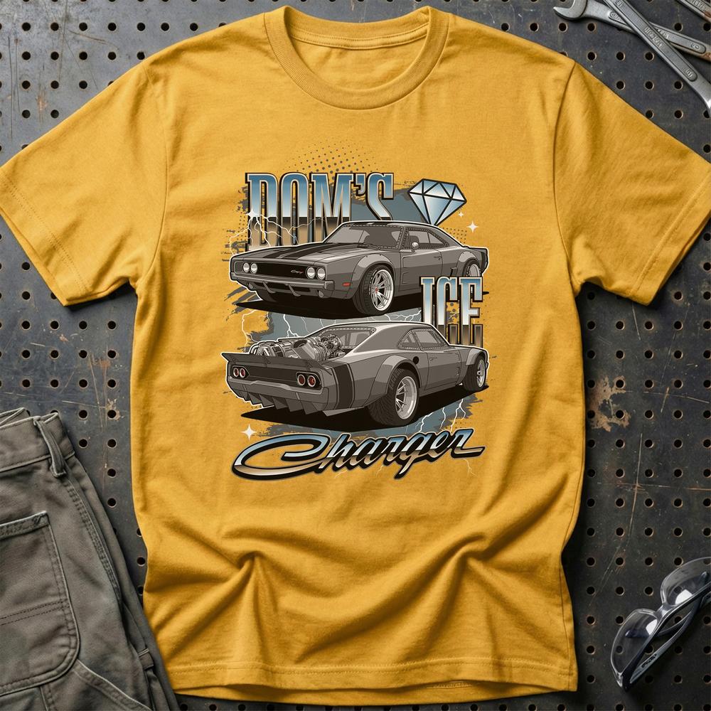 Dodge Ice Charger Fast And Furios Cars - Unisex T-Shirt-Beklædning-Dodge-Guld-S-Garage Culture Shop- garage - man cave - merchandise