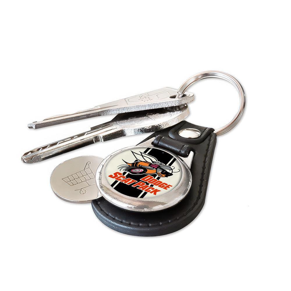 Dodge Scat Pack - Nøglering med Indkøbsvognsmønt – Metal & Kunstlæder-Nøglering-Dodge-Garage Culture Shop- garage - man cave - merchandise