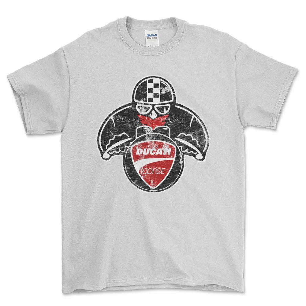 Ducati Biker Vintage Style Unisex T-Shirt , Bomuld-Beklædning-Ducati-Hvid-S-Forside-Garage Culture Shop- garage - man cave - merchandise