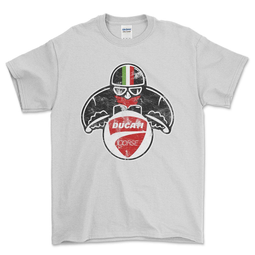 Ducati Biker Vintage Style Unisex T-Shirt , Bomuld-Beklædning-Ducati-Hvid-S-Forside-Garage Culture Shop- garage - man cave - merchandise