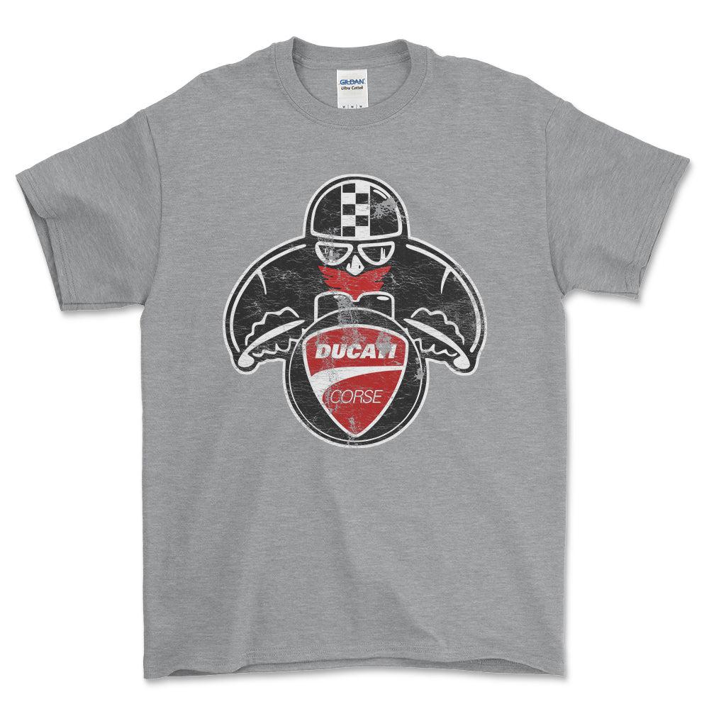 Ducati Biker Vintage Style Unisex T-Shirt , Bomuld-Beklædning-Ducati-Grå Sport-S-Forside-Garage Culture Shop- garage - man cave - merchandise