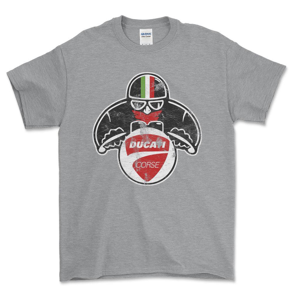 Ducati Biker Vintage Style Unisex T-Shirt , Bomuld-Beklædning-Ducati-Grå Sport-S-Forside-Garage Culture Shop- garage - man cave - merchandise