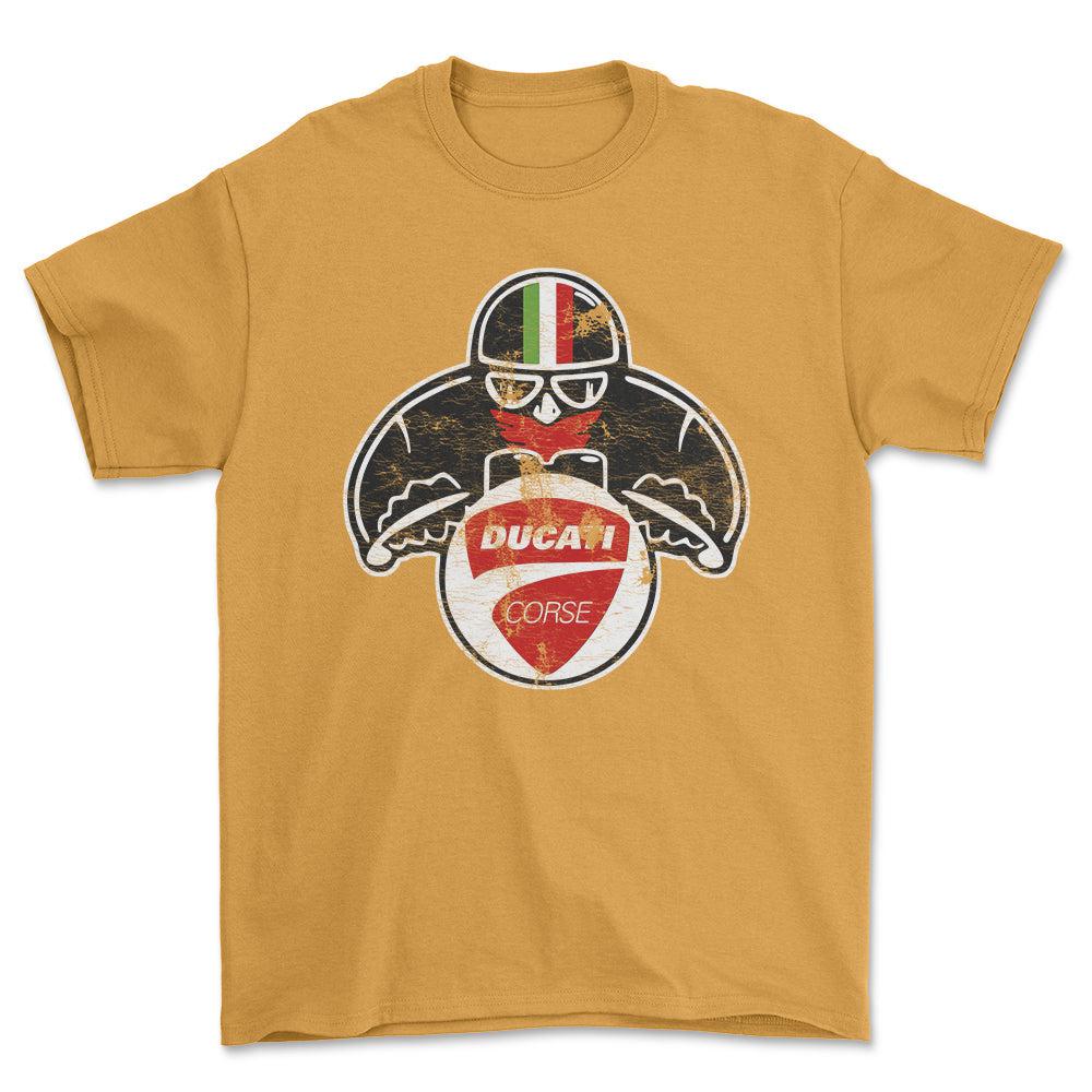 Ducati Biker Vintage Style Unisex T-Shirt , Bomuld-Beklædning-Ducati-Guld-S-Forside-Garage Culture Shop- garage - man cave - merchandise