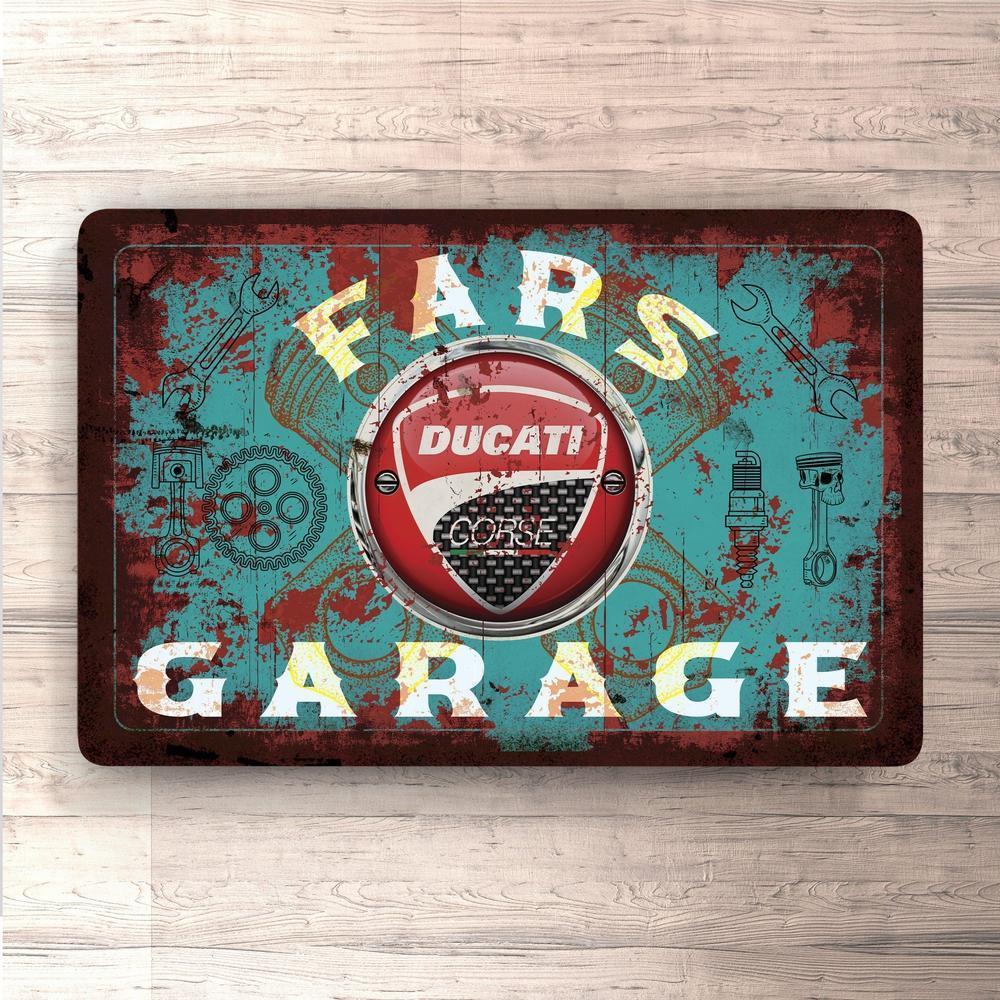 Ducati Fars Garage Vintage Skilte, Musemåtte, Dørmåtte , Plakat-Skilte-Ducati-Garage Culture Shop- garage - man cave - merchandise