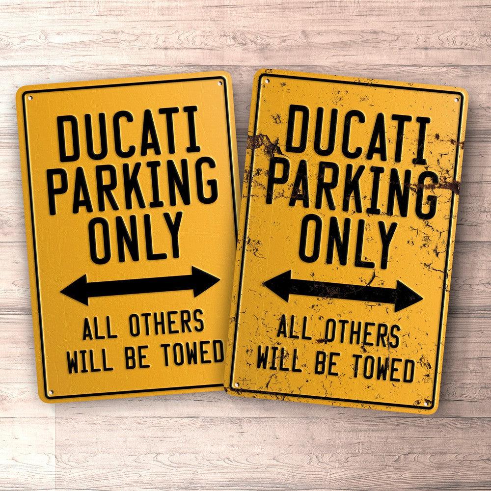 Ducati Parking Only Skilte, Musemåtte, Dørmåtte , Plakat-Parking skilte-Ducati-Garage Culture Shop- garage - man cave - merchandise