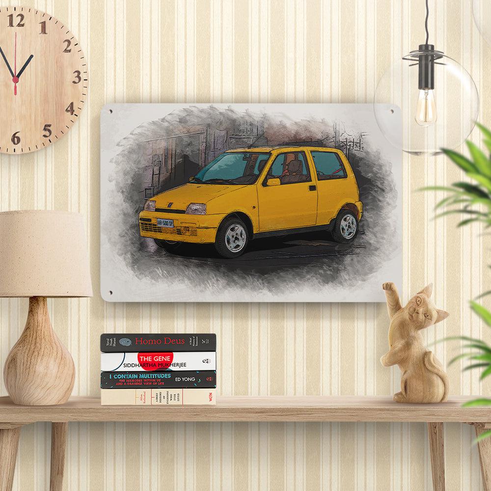 FIAT CINQUECENTO SPORTING 1994 Skilte, Musemåtte, Dørmåtte , Plakat-Skilte-Fiat-Garage Culture Shop- garage - man cave - merchandise
