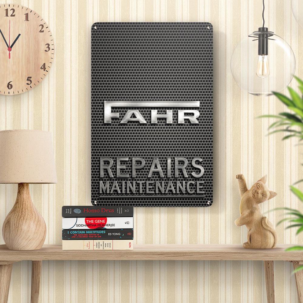 Fahr Repairs Maintenance Skilte, Musemåtte, Dørmåtte-Skilte-Fahr-Garage Culture Shop- garage - man cave - merchandise