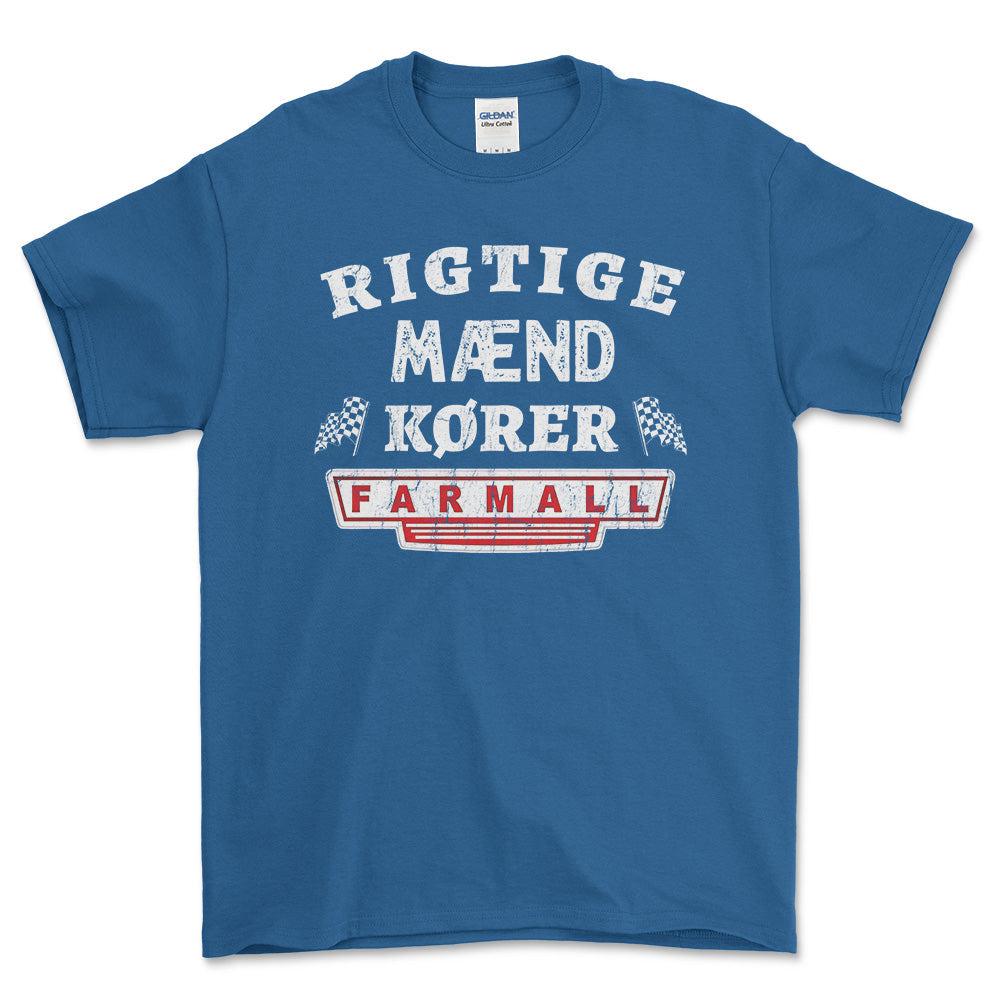 Farmall Rigtige Mænd Kører - Unisex T-Shirt , Bomuld-Beklædning-Farmall-Blå Royal-S-Forside-Garage Culture Shop- garage - man cave - merchandise